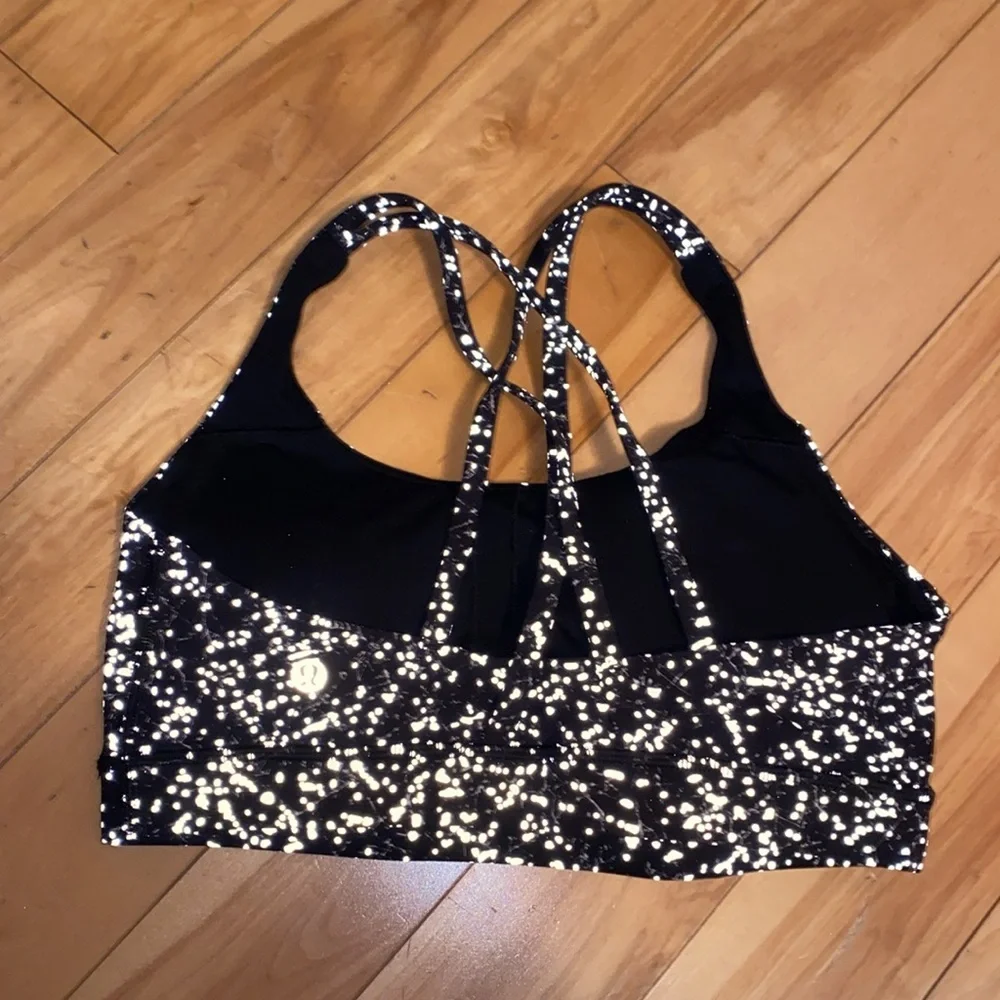 Lululemon Reflective Black and White Speckled Sports Bra - Picture 2 of 6